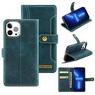 Copper Buckle Horizontal Flip Leather Phone Case with Holder & Card Slots & Wallet For iPhone 13 Pro(Green) - 1