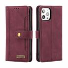 Copper Buckle Horizontal Flip Leather Phone Case with Holder & Card Slots & Wallet For iPhone 13 Pro(Maroon) - 2