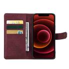Copper Buckle Horizontal Flip Leather Phone Case with Holder & Card Slots & Wallet For iPhone 13 Pro(Maroon) - 3