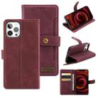 For iPhone 12 Pro Max Copper Buckle Horizontal Flip Leather Phone Case with Holder & Card Slots & Wallet(Maroon) - 1