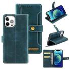 Copper Buckle Horizontal Flip Leather Phone Case with Holder & Card Slots & Wallet For iPhone 12 Pro(Green) - 1