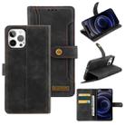 Copper Buckle Horizontal Flip Leather Phone Case with Holder & Card Slots & Wallet For iPhone 12(Black) - 1