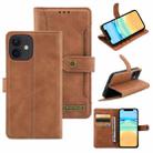 Copper Buckle Horizontal Flip Leather Phone Case with Holder & Card Slots & Wallet For iPhone 12 mini(Brown) - 1