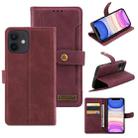 Copper Buckle Horizontal Flip Leather Phone Case with Holder & Card Slots & Wallet For iPhone 12 mini(Maroon) - 1