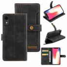 Copper Buckle Horizontal Flip Leather Phone Case with Holder & Card Slots & Wallet For iPhone XR(Black) - 1