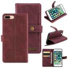 Copper Buckle Horizontal Flip Leather Phone Case with Holder & Card Slots & Wallet For iPhone 8 Plus & 7 Plus(Maroon) - 1