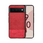 For Google Pixel 6 Shockproof Splicing PU + Cloth Protective Case(Red) - 1