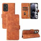 For OPPO Realme GT Neo2 Solid Color Skin Feel Magnetic Buckle Horizontal Flip Calf Texture PU Phone Case(Brown) - 1