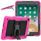 Shockproof Colorful Silicone + Black PC Tablet Protective Case with Holder & Shoulder Strap For iPad 9.7 2018 / 2017(Rose Red) - 1