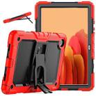 Shockproof Colorful Silicone + Black PC Tablet Protective Case with Holder & Shoulder Strap For Samsung Galaxy Tab A7 2020 T500(Red) - 1