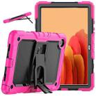 Shockproof Colorful Silicone + Black PC Tablet Protective Case with Holder & Shoulder Strap For Samsung Galaxy Tab A7 2020 T500(Rose Red) - 1