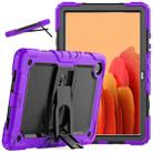 Shockproof Colorful Silicone + Black PC Tablet Protective Case with Holder & Shoulder Strap For Samsung Galaxy Tab A7 2020 T500(Purple) - 1