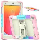 Shockproof Colorful Silicone + Beige PC Tablet Protective Case with Holder & Shoulder Strap For iPad 9.7 2018 / 2017(Camouflage Pink) - 1