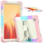 Shockproof Colorful Silicone + Beige PC Tablet Protective Case with Holder & Shoulder Strap For Samsung Galaxy Tab A7 2020 T500(Camouflage Pink) - 1