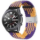 22mm Universal Metal Buckle Nylon Braided Watch Band(Purple Gold) - 1