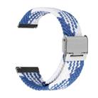 22mm Universal Metal Buckle Nylon Braided Watch Band(Z Blue White) - 1