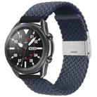 22mm Universal Metal Buckle Nylon Braided Watch Band(Dark Blue) - 1