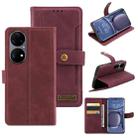 For Huawei P50 Copper Buckle Horizontal Flip Leather Phone Case with Holder & Card Slots & Wallet(Maroon) - 1