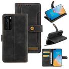 For Huawei P40 Copper Buckle Horizontal Flip Leather Phone Case with Holder & Card Slots & Wallet(Black) - 1