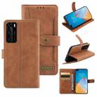 For Huawei P40 Copper Buckle Horizontal Flip Leather Phone Case with Holder & Card Slots & Wallet(Brown) - 1