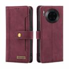 For Huawei Mate 30 Copper Buckle Horizontal Flip Leather Phone Case with Holder & Card Slots & Wallet(Maroon) - 2