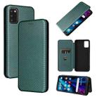 For TCL A3X Carbon Fiber Texture Horizontal Flip Leather Phone Case with Card Slot(Green) - 1