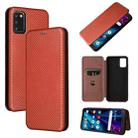 For TCL A3X Carbon Fiber Texture Horizontal Flip Leather Phone Case with Card Slot(Brown) - 1