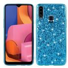 For Galaxy A20S Glittery Powder Shockproof TPU Case(Blue) - 1