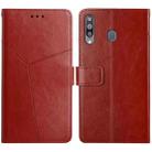 For Samsung Galaxy A20s Y Stitching Horizontal Flip Leather Case with Holder & Card Slots & Wallet & Photo Frame(Brown) - 1