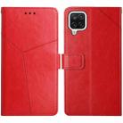 For Samsung Galaxy M12 / F12 Y Stitching Horizontal Flip Leather Case with Holder & Card Slots & Wallet & Photo Frame(Red) - 1