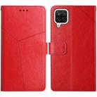 For Samsung Galaxy M62 / F62 Y Stitching Horizontal Flip Leather Case with Holder & Card Slots & Wallet & Photo Frame(Red) - 1