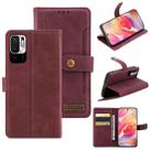 For Xiaomi Redmi Note 10 5G / Poco M3 Pro / Redmi Note 10T Copper Buckle Flip Leather Phone Case(Maroon) - 1