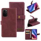 For Xiaomi Redmi K40 Copper Buckle Horizontal Flip Leather Phone Case with Holder & Card Slots & Wallet(Maroon) - 1