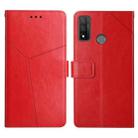 For Huawei P Smart 2020 Y Stitching Horizontal Flip Leather Phone Case with Holder & Card Slots & Wallet & Photo Frame(Red) - 1