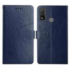 For Huawei P Smart 2020 Y Stitching Horizontal Flip Leather Phone Case with Holder & Card Slots & Wallet & Photo Frame(Blue) - 1