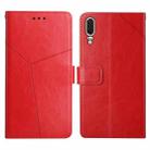 For Huawei P20 Y Stitching Horizontal Flip Leather Phone Case with Holder & Card Slots & Wallet & Photo Frame(Red) - 1