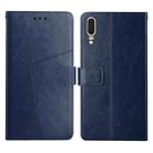 For Huawei P20 Y Stitching Horizontal Flip Leather Phone Case with Holder & Card Slots & Wallet & Photo Frame(Blue) - 1