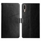 For Huawei P20 Y Stitching Horizontal Flip Leather Phone Case with Holder & Card Slots & Wallet & Photo Frame(Black) - 1