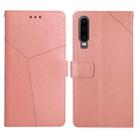 For Huawei P30 Y Stitching Horizontal Flip Leather Phone Case with Holder & Card Slots & Wallet & Photo Frame(Rose Gold) - 1