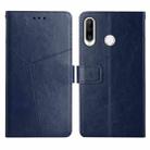 For Huawei P30 Lite Y Stitching Horizontal Flip Leather Phone Case with Holder & Card Slots & Wallet & Photo Frame(Blue) - 1