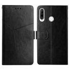 For Huawei P30 Lite Y Stitching Horizontal Flip Leather Phone Case with Holder & Card Slots & Wallet & Photo Frame(Black) - 1