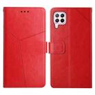 For Huawei P40 Lite Y Stitching Horizontal Flip Leather Phone Case with Holder & Card Slots & Wallet & Photo Frame(Red) - 1