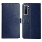 For Huawei P40 Lite 5G Y Stitching Horizontal Flip Leather Phone Case with Holder & Card Slots & Wallet & Photo Frame(Blue) - 1