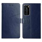 For Huawei P40 Pro Y Stitching Horizontal Flip Leather Phone Case with Holder & Card Slots & Wallet & Photo Frame(Blue) - 1