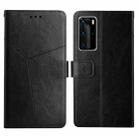 For Huawei P40 Pro Y Stitching Horizontal Flip Leather Phone Case with Holder & Card Slots & Wallet & Photo Frame(Black) - 1