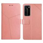 For Huawei P40 Pro Y Stitching Horizontal Flip Leather Phone Case with Holder & Card Slots & Wallet & Photo Frame(Rose Gold) - 1