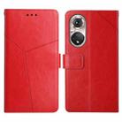 For Huawei P50 Y Stitching Horizontal Flip Leather Phone Case with Holder & Card Slots & Wallet & Photo Frame(Red) - 1