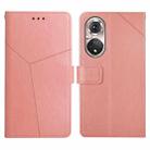 For Huawei P50 Pro Y Stitching Horizontal Flip Leather Phone Case with Holder & Card Slots & Wallet & Photo Frame(Rose Gold) - 1