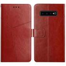 For Samsung Galaxy S10+ Y Stitching Horizontal Flip Leather Case with Holder & Card Slots & Wallet & Photo Frame(Brown) - 1