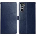 For Samsung Galaxy S21 FE 5G Y Stitching Horizontal Flip Leather Case with Holder & Card Slots & Wallet & Photo Frame(Blue) - 1